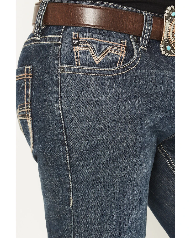 Rock & Roll Denim Men's Double Barrel Dark Wash Relaxed Straight Stretch Jeans
