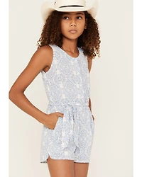 Hayden LA Girls' Print Sleeveless Waist Tie Romper