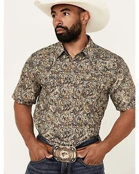 Cody James Men's Down The Road Paisley Print Short Sleeve Snap Western Shirt