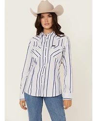 Wrangler Retro Women's Striped Print Long Sleeve Snap Western Shirt