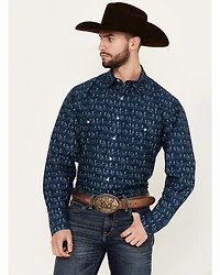 Roper Men's West Made Cactus Print Long Sleeve Pearl Snap Western Shirt