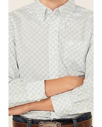 Wrangler Boys' 20x Geo Print Long Sleeve Button-Down Western Shirt