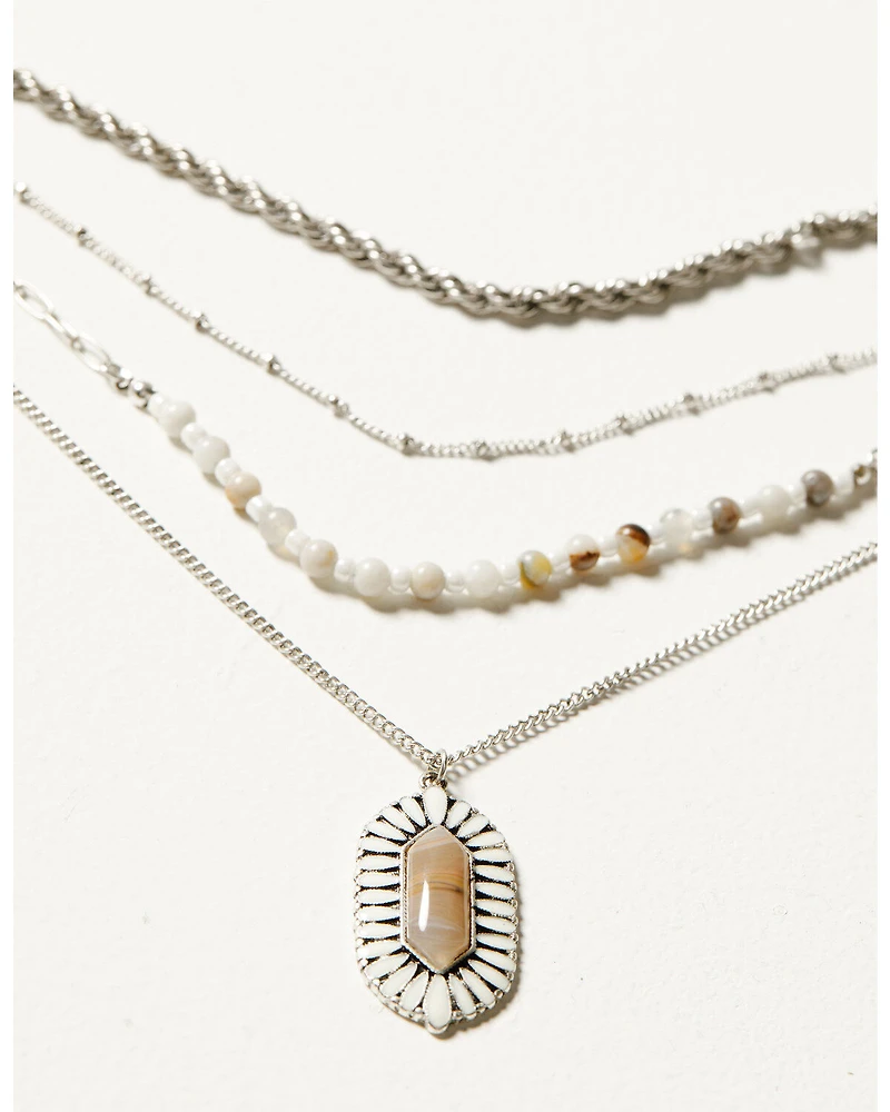 Shyanne Women's Beaded and Pendant Layer Necklace