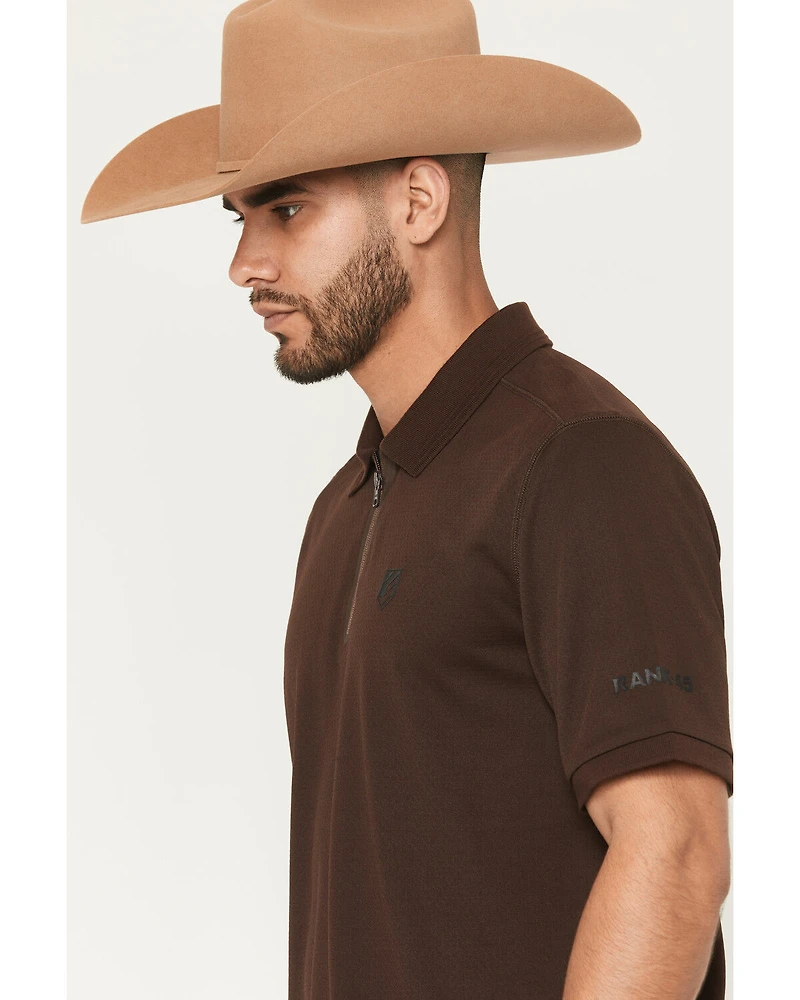 RANK 45® Men's Rigged Solid Zipper Polo