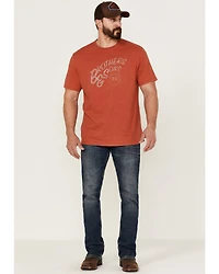 Brothers and Sons Men's Mercantile Light Red Weathered Slub Graphic Short Sleeve T-Shirt