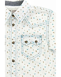 Cody James Toddler Boys' Bull and Cactus Print Short Sleeve Snap Western Shirt