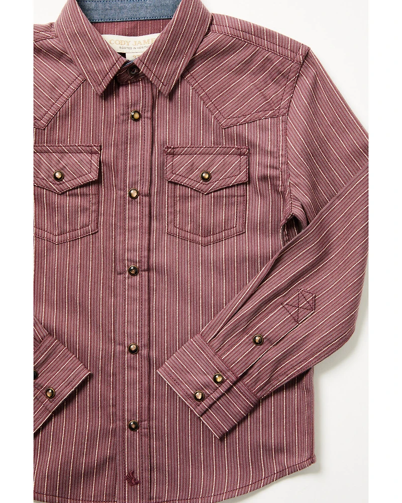 Cody James Toddler Boys' Everest Peak Striped Print Long Sleeve Snap Western Shirt