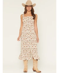 Cotton & Rye Women's Floral Print Sleeveless Button-Down Midi Dress