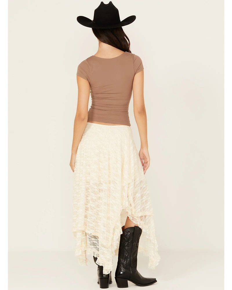 Originality Women's Novelty Hem Lace Midi Skirt