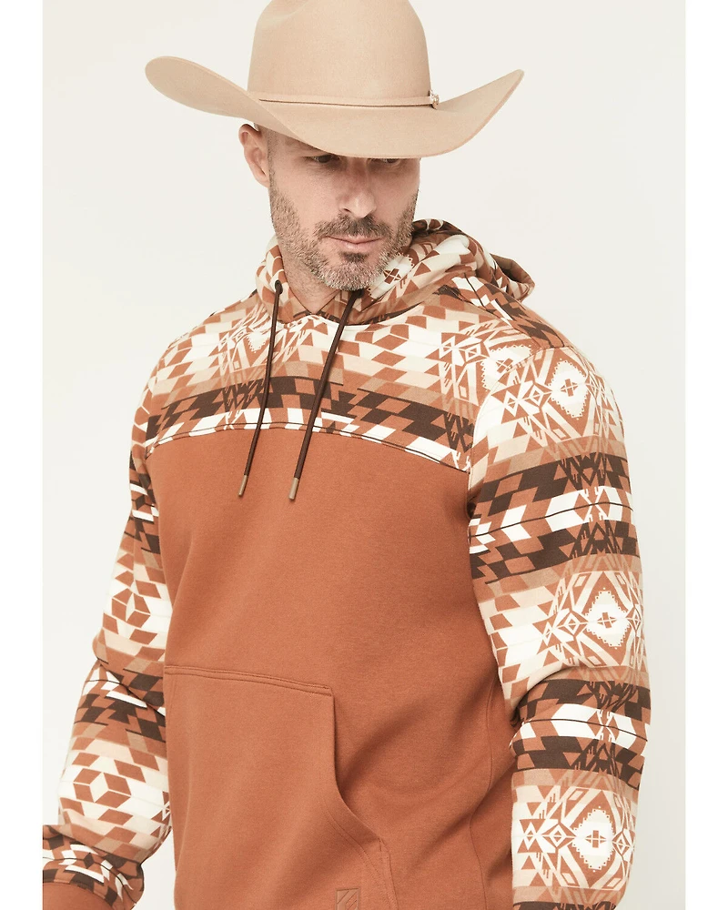 RANK 45® Men's Dusted Southwestern Print Color Block Hooded Sweatshirt