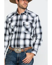 Pendleton Men's White Frontier Large Plaid Long Sleeve Snap Western Shirt