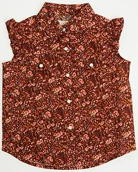 Shyanne Toddler Girls' Ditsy Ruffle Sleeve Snap Western Stretch Shirt