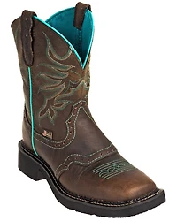Justin Women's Mandra Chocolate Western Boots - Broad Square Toe