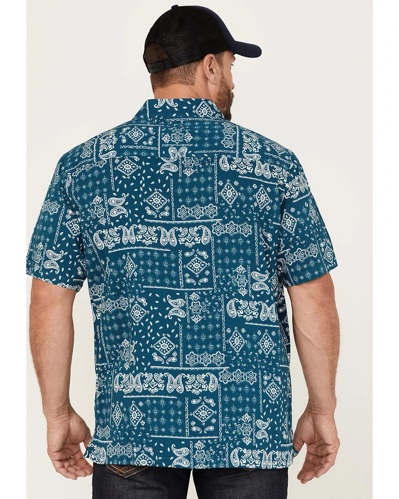 Gibson Men's Holler Bandana Print Short Sleeve Button-Down Western Shirt