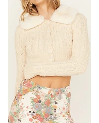 Shyanne Women's Faux Fur Cropped Knit Cardigan