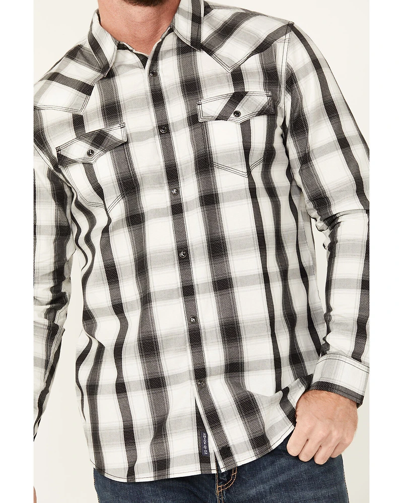Moonshine Spirit Men's Skylark Plaid Print Long Sleeve Pearl Snap Western Shirt