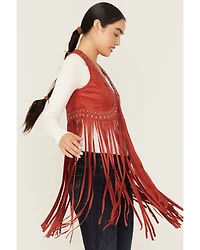 Idyllwind Women's Walnut Studded Faux Suede Fringe Vest