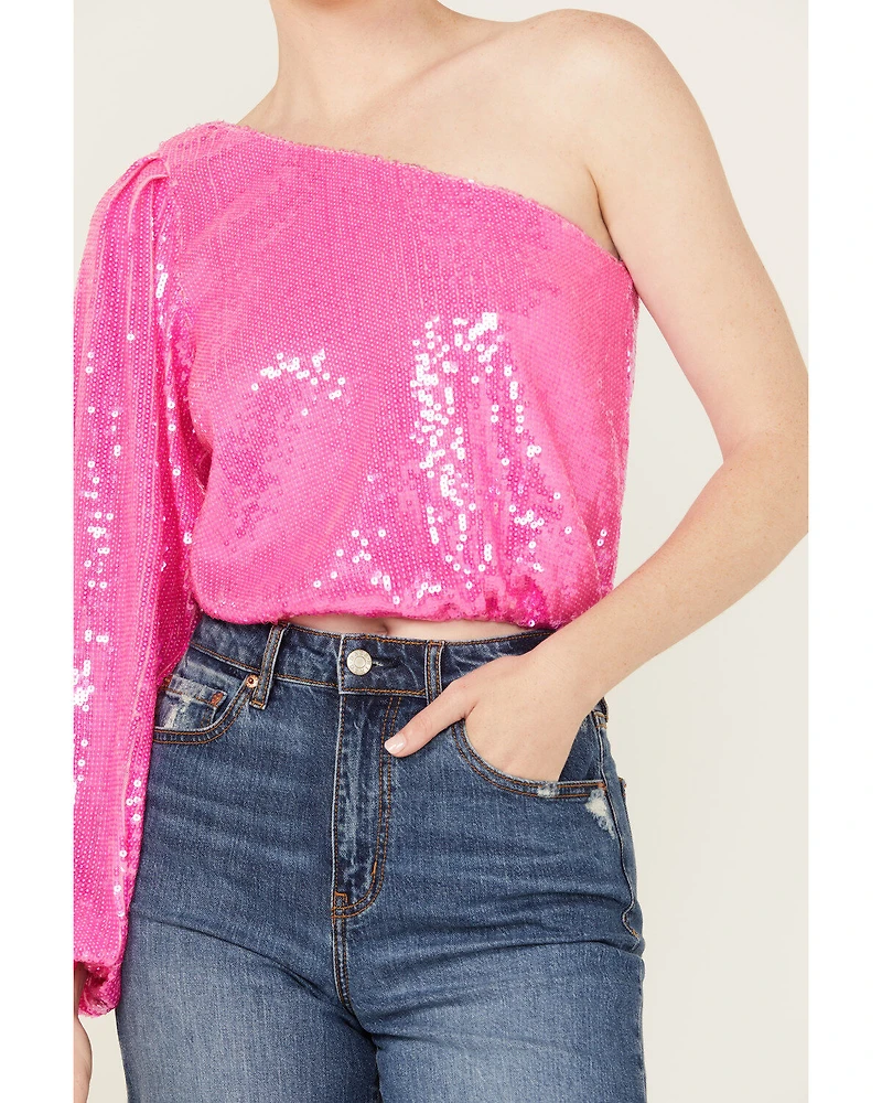 Show Me Your Mumu Women's Sequins Long Sleeve Party Top