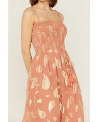 Z&L Women's Sophia Paisley Print Smocked Sleeveless Maxi Dress
