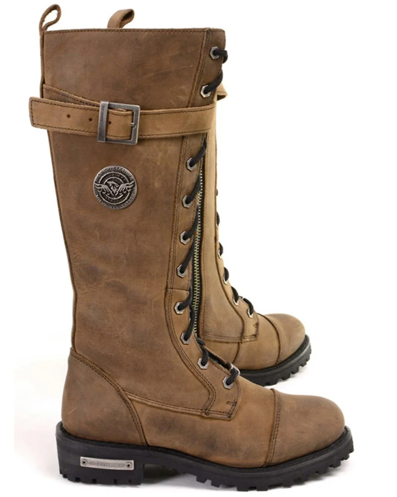 Milwaukee Leather Women's Tall Motorcycle Boots - Round Toe