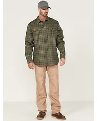 Hawx Men's FR Plaid Print Woven Long Sleeve Button-Down Work Shirt