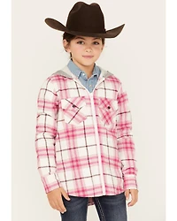Shyanne Girls' Plaid Print Long Sleeve Flannel Shacket