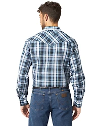 Wrangler Men's Assorted Stripe or Plaid Classic Long Sleeve Pearl Snap Western Shirt