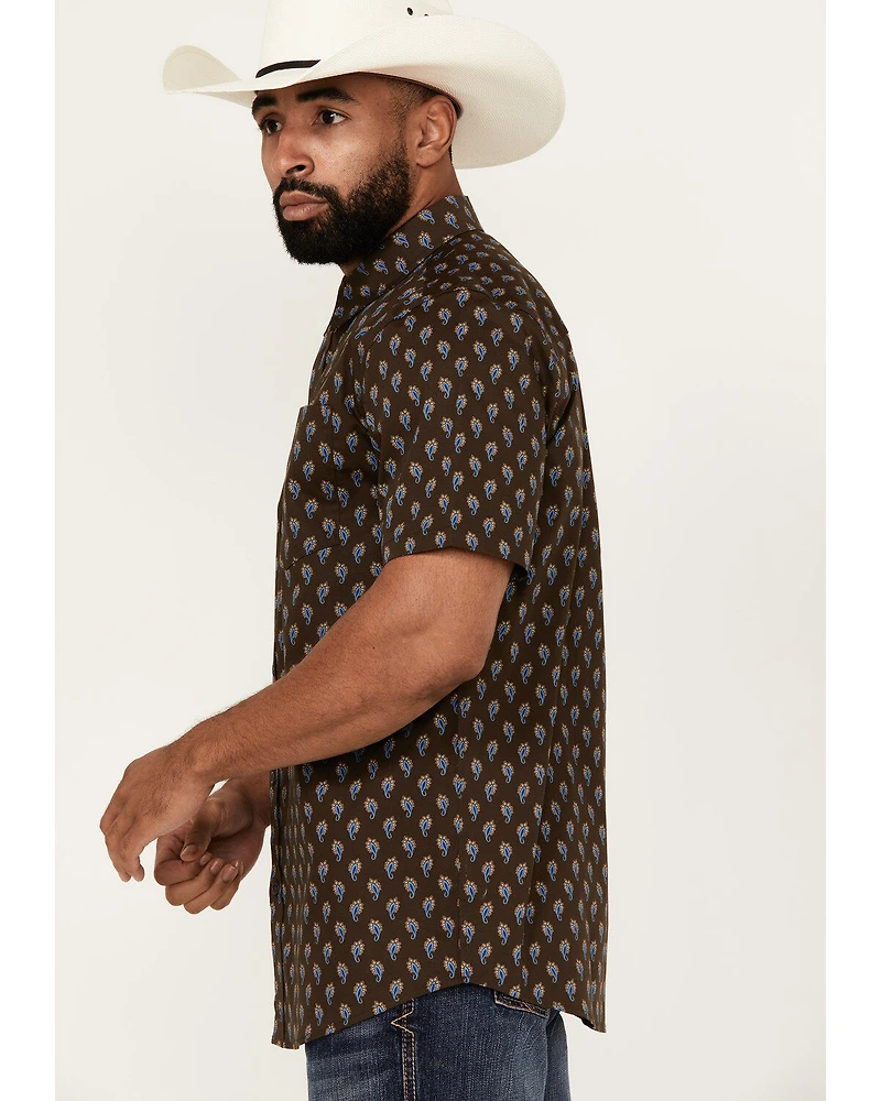 Cody James Men's Lampshade Paisley Print Short Sleeve Button-Down Stretch Western Shirt