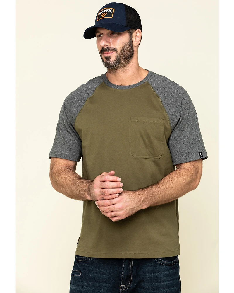 Hawx Men's Olive Midland Short Sleeve Baseball Work T-Shirt