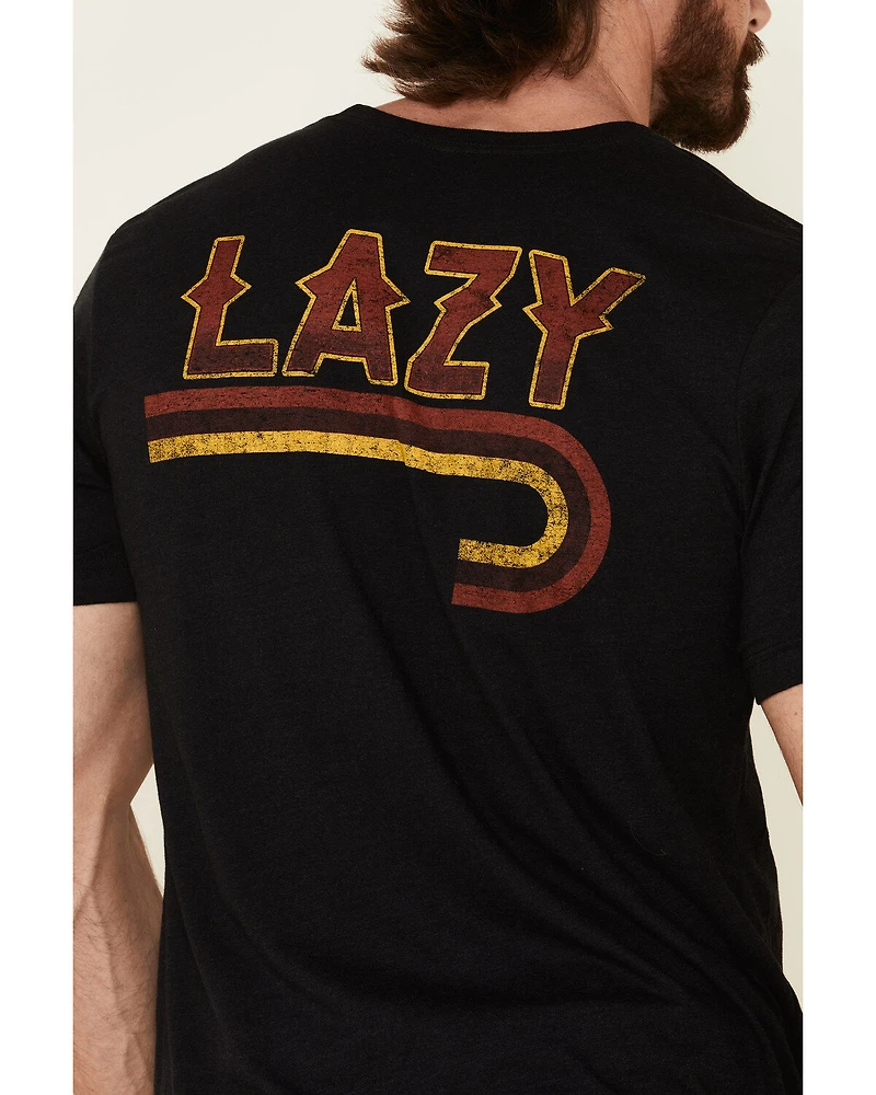 Lazy J Ranch Wear Men's Black Fire Logo Graphic T-Shirt