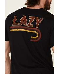 Lazy J Ranch Wear Men's Black Fire Logo Graphic T-Shirt