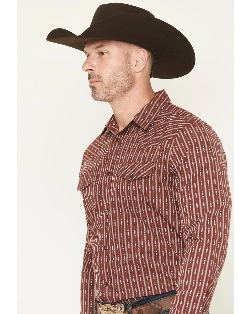 Gibson Trading Co Men's Buckshot Striped Print Long Sleeve Snap Stretch Western Shirt