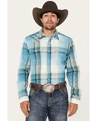 Wrangler Retro Men's Premium Plaid Print Long Sleeve Snap Western Shirt