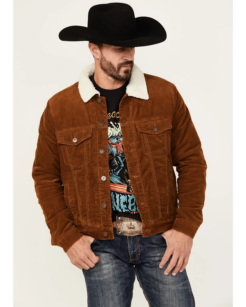 Cody James Men's Roscoe Corduroy Sherpa Lined Trucker Jacket