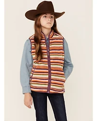 Hooey Girls' Serape Print Reversible Zip-Front Fleece Vest