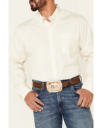 Cinch Men's Modern Fit Solid Cream Long Sleeve Button Down Western Shirt