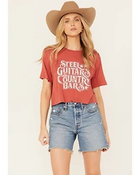 Rock & Roll Denim Women's Steel Guitars Country Bars Short Sleeve Cropped Graphic Tee