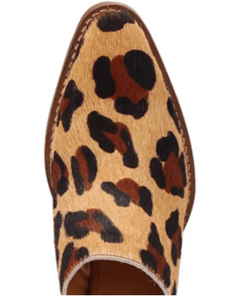 Dingo Women's Calico Leopard Print Hairon Mules - Round Toe