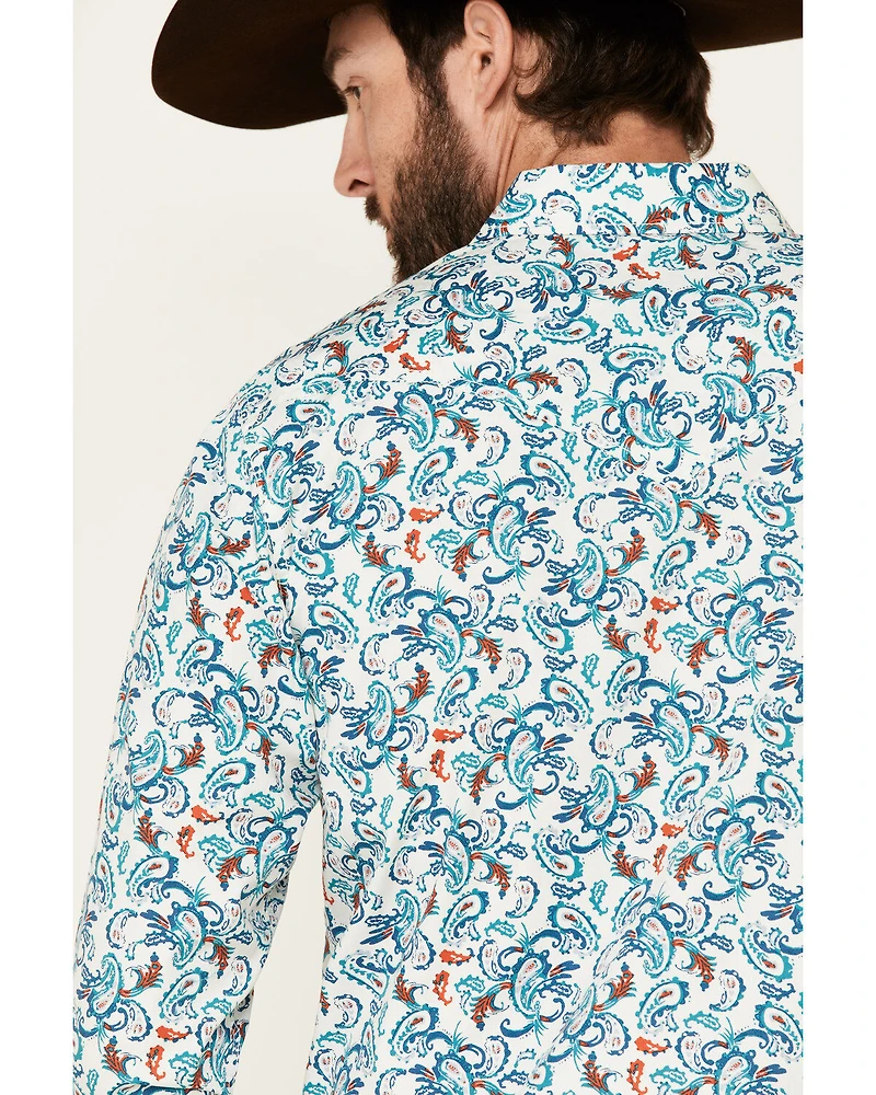 Cody James Men's City Lights Paisley Print Long Sleeve Snap Western Shirt