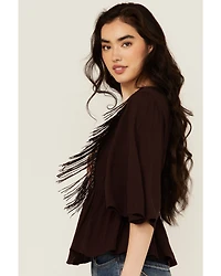 Shyanne Women's Embroidered Fringe Short Sleeve Shirt