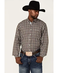 Resistol Men's Quincy Small Plaid Long Sleeve Button Down Western Shirt