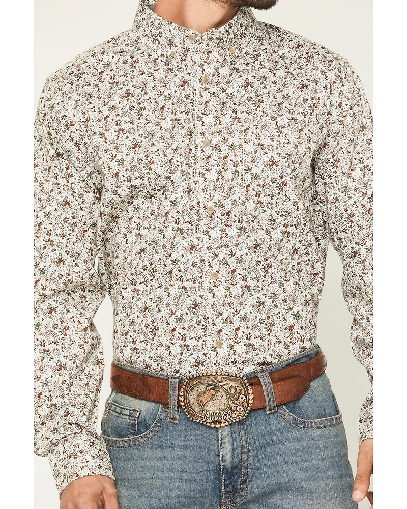 Cody James Men's Picher Floral Print Long Sleeve Button-Down Stretch Western Shirt