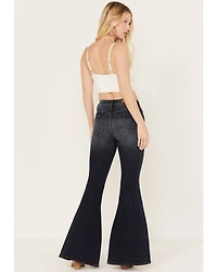 Shyanne Women's Dark Wash Mid Rise Slit Boot Cut Jeans