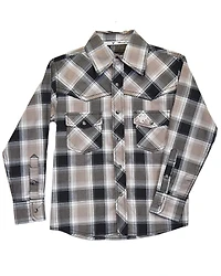 Cowboy Hardware Boys' Hombre Plaid Print Long Sleeve Snap Stretch Western Shirt
