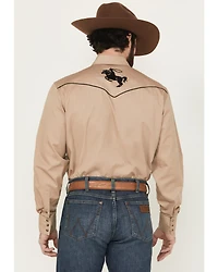 Rodeo Clothing Men's Solid Embroidered Long Sleeve Snap Western Shirt