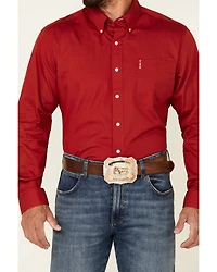 Cinch Men's Modern Fit Solid Red Long Sleeve Button-Down Western Shirt