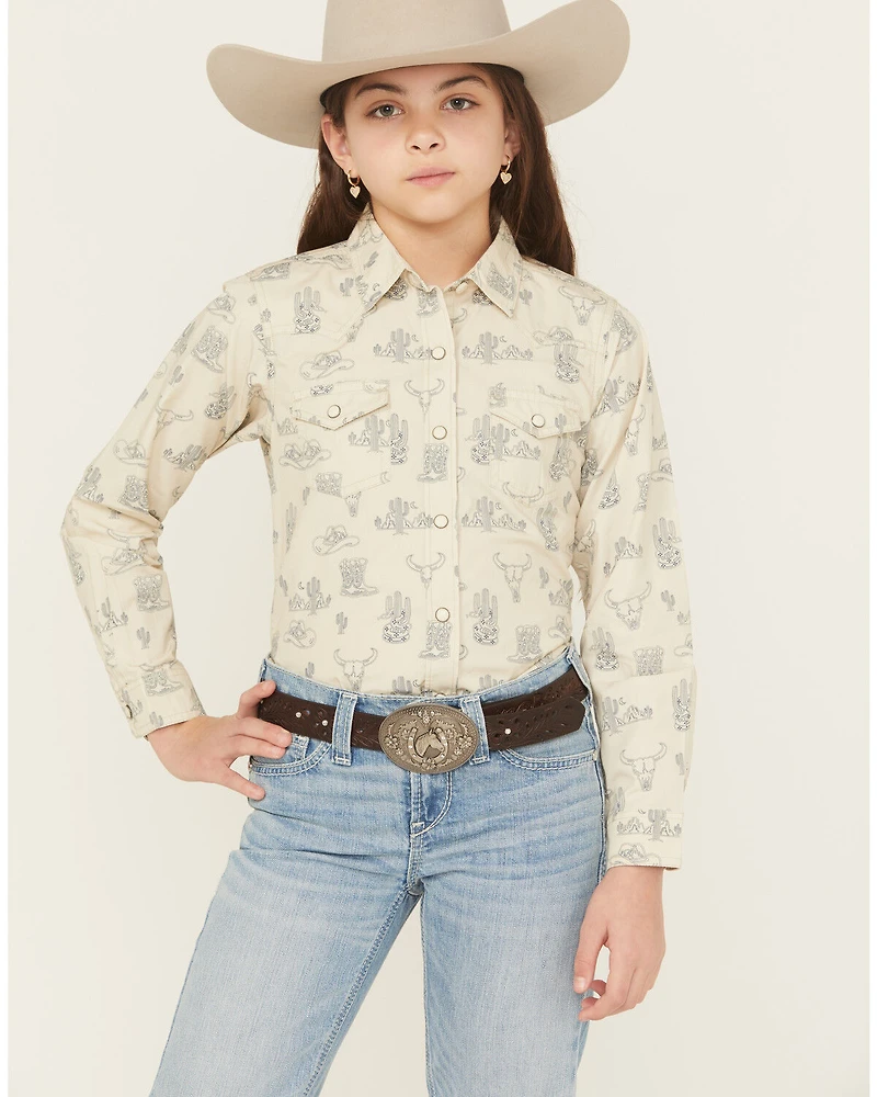 Ariat Girls' Desert Print Long Sleeve Snap Western Shirt