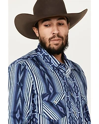 Rock & Roll Denim Men's Southwestern Striped Print Long Sleeve Snap Stretch Western Shirt