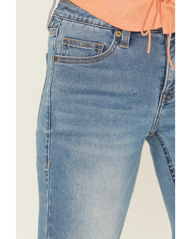 Rock & Roll Denim Women's Medium Wash High Rise Trouser Double Waistband Stretch Jeans