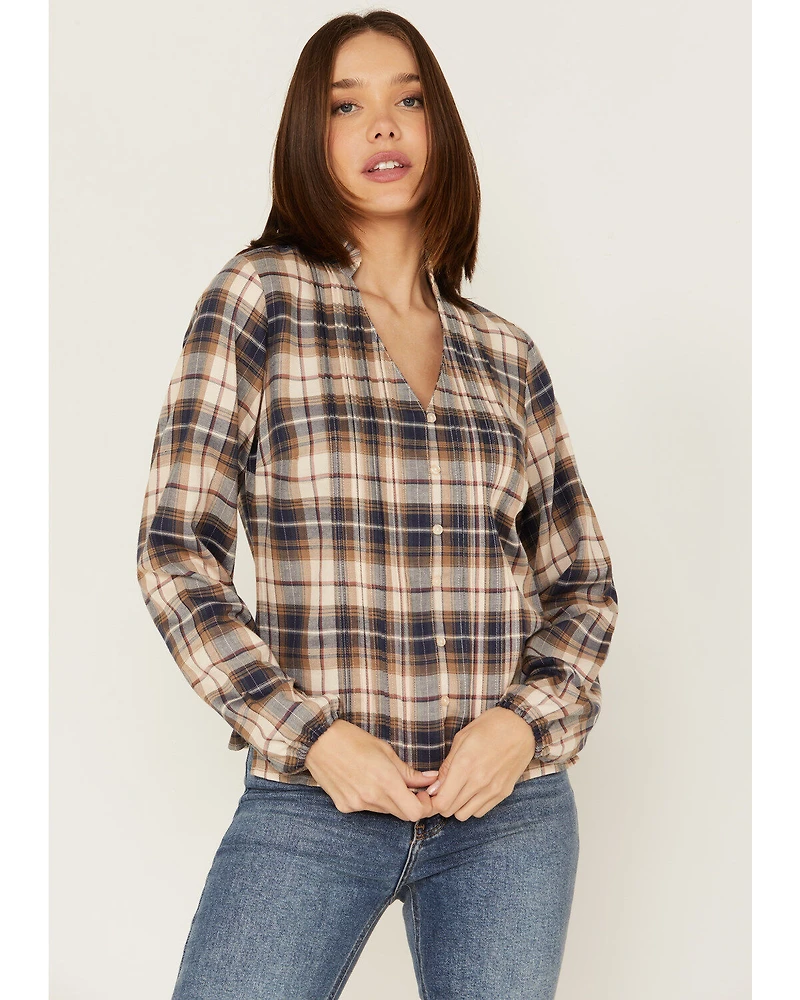 Cleo + Wolf Women's Plaid Print Blouse